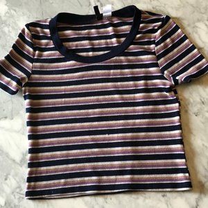 Divided Knit Crop Tee-Shirt Top